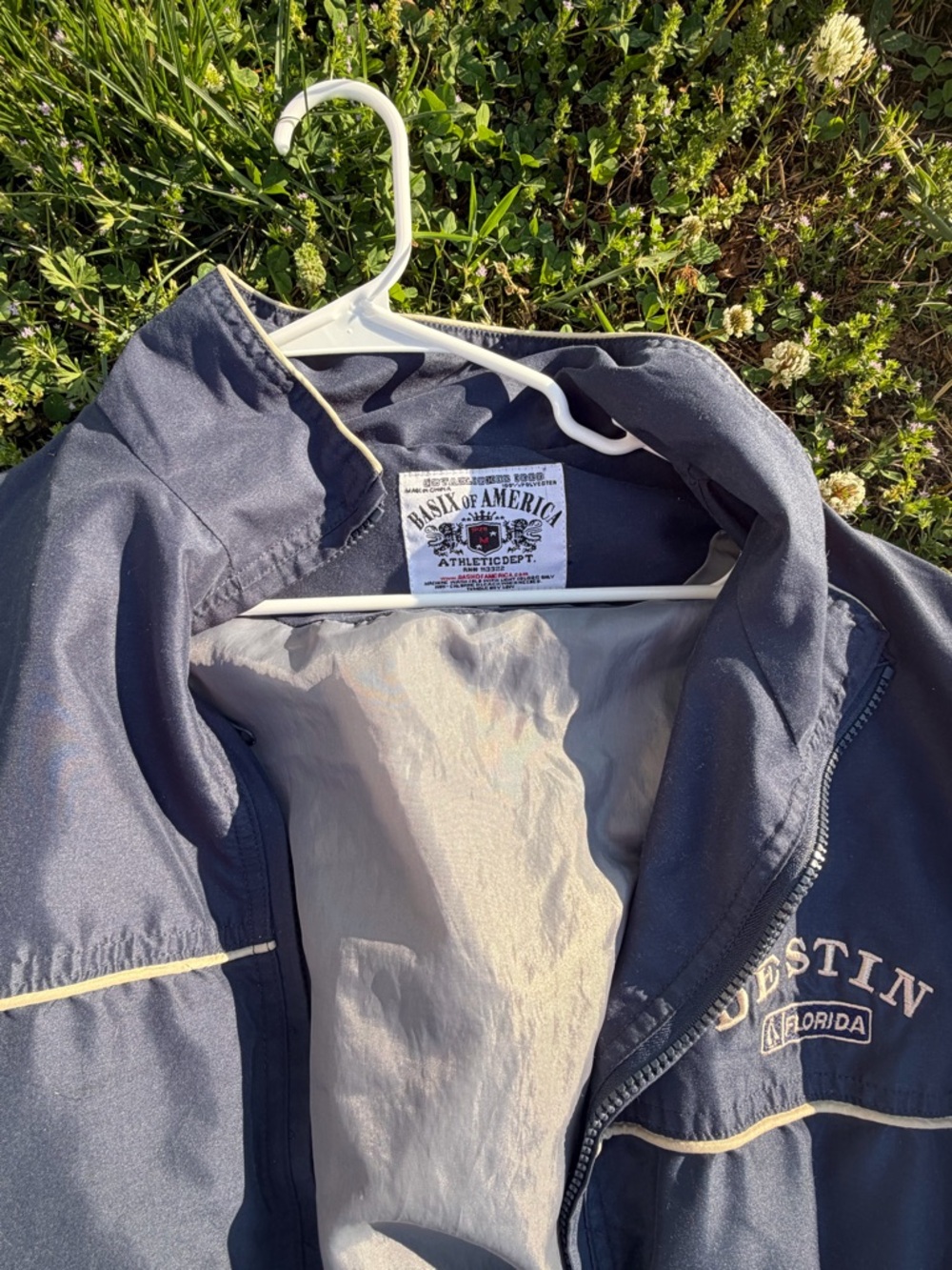 Men's Navy Windbreaker Jacket with Destin Embroidery